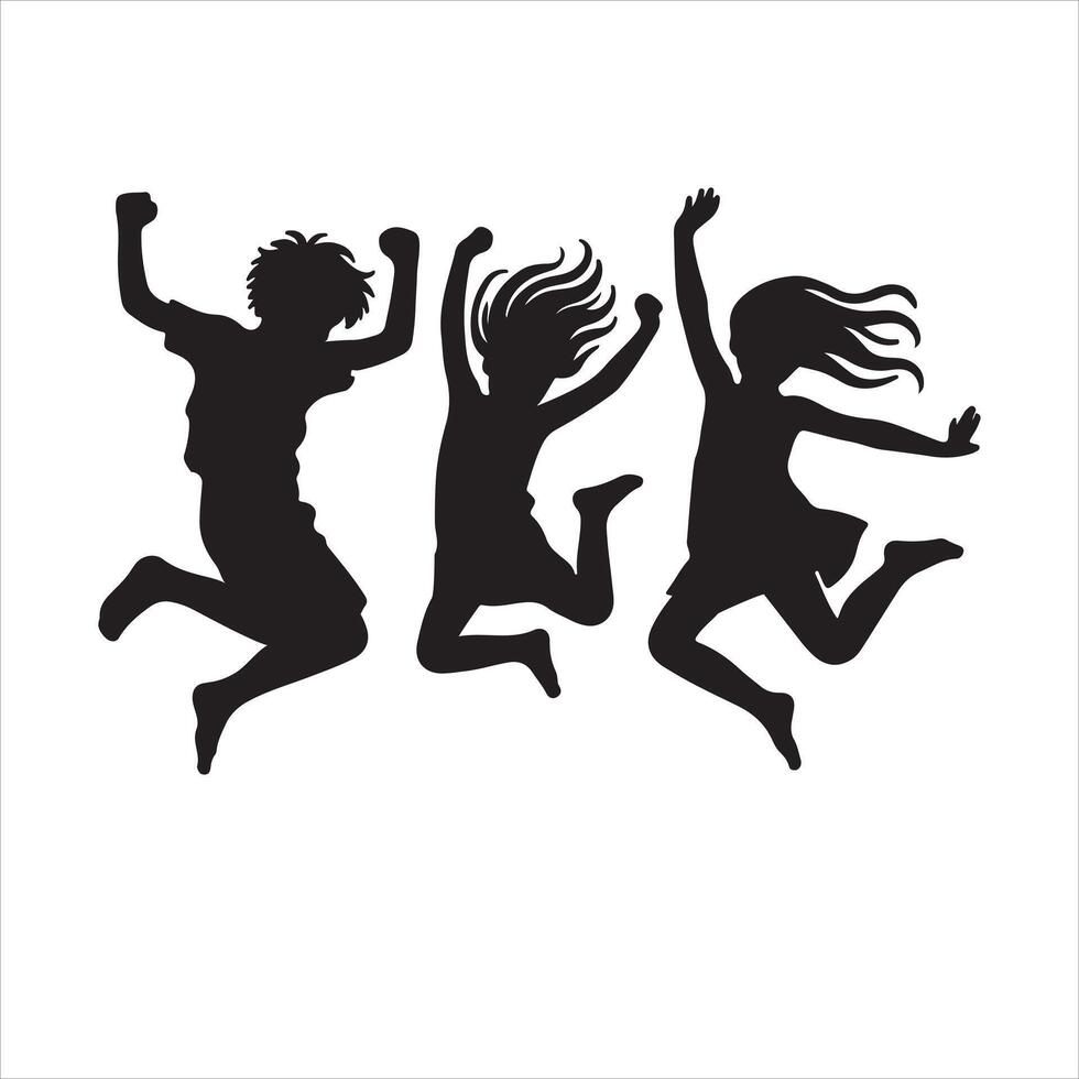 Playful Kids in Mid-Jump vector