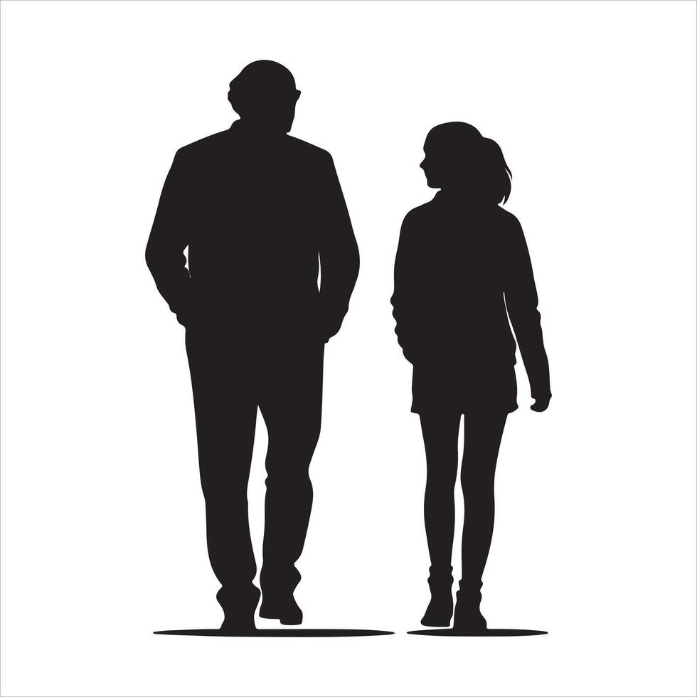 Walking Together in Silhouette vector