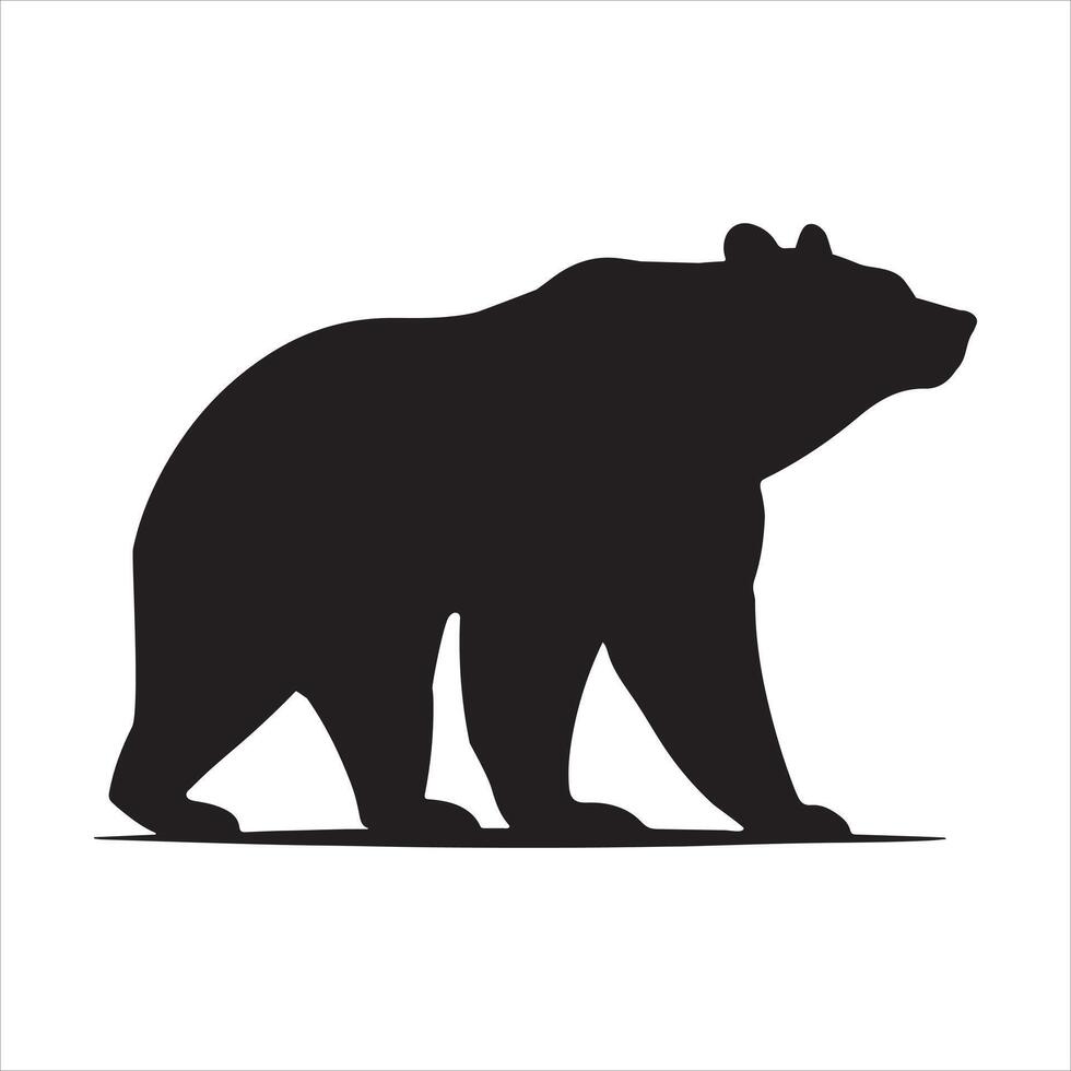 High-Quality Walking Bear Silhouettes on White vector