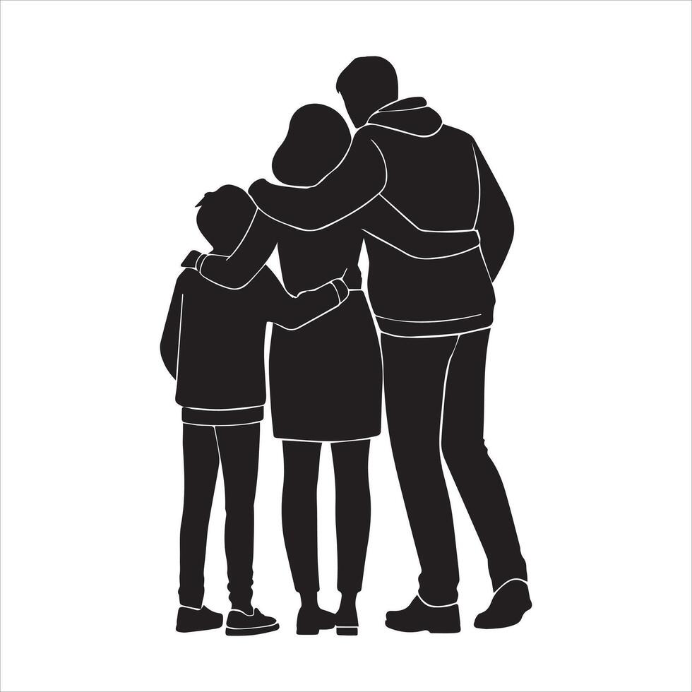 Together We Stand Group Hug Silhouette vector