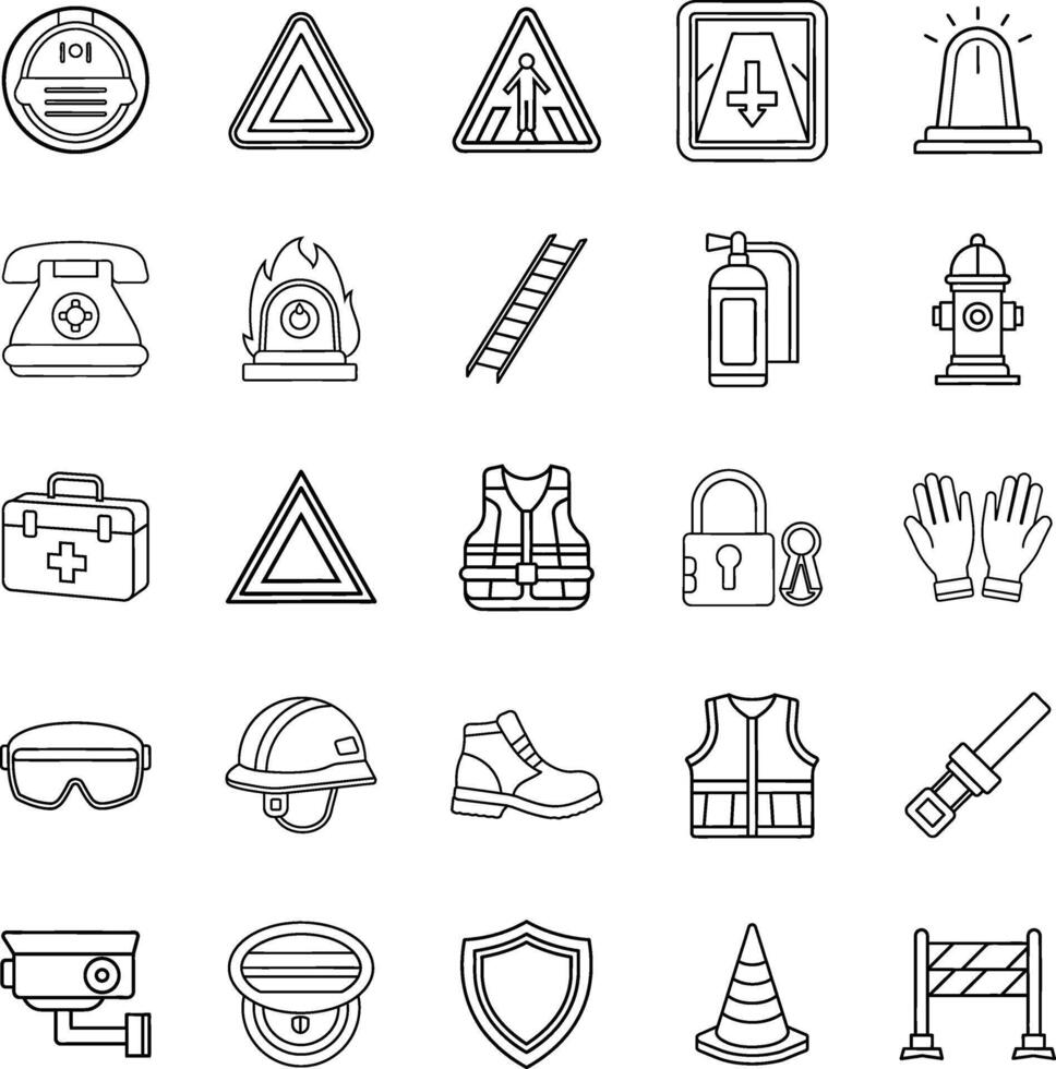 Safety Icons Security, Emergency, and Protection Symbols vector