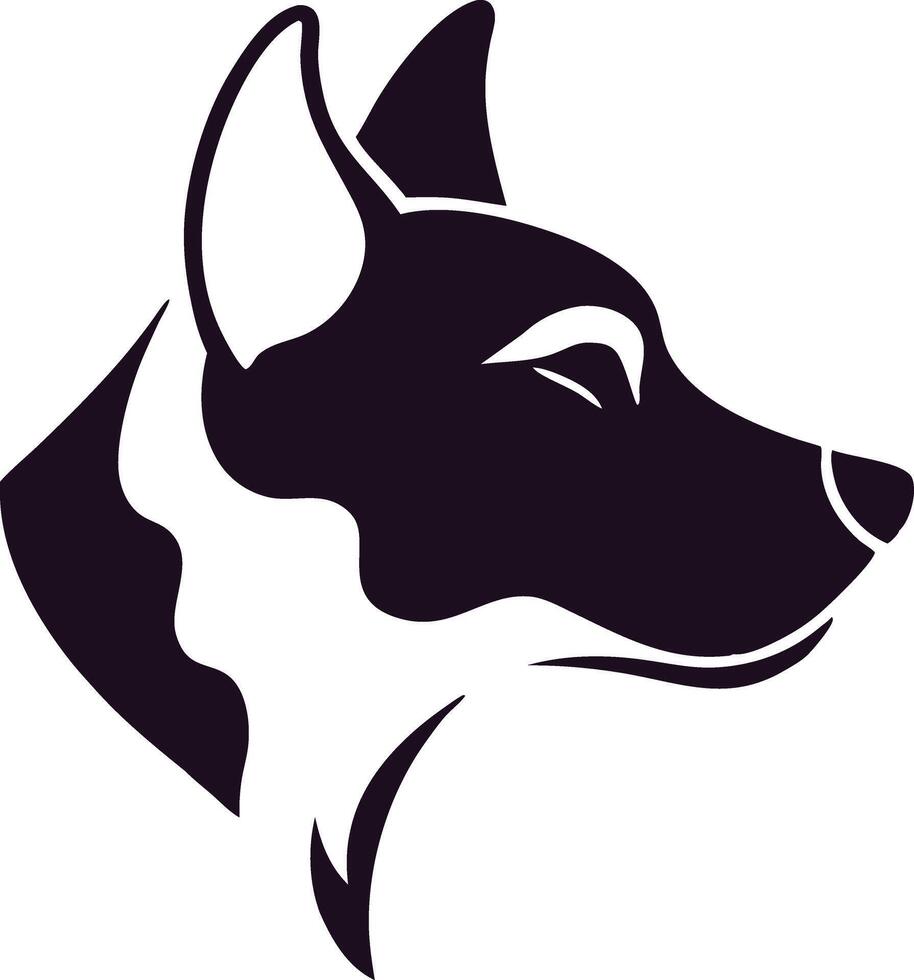 Elegant Dog Head Silhouette Canine Profile, Black and White, Stylized vector