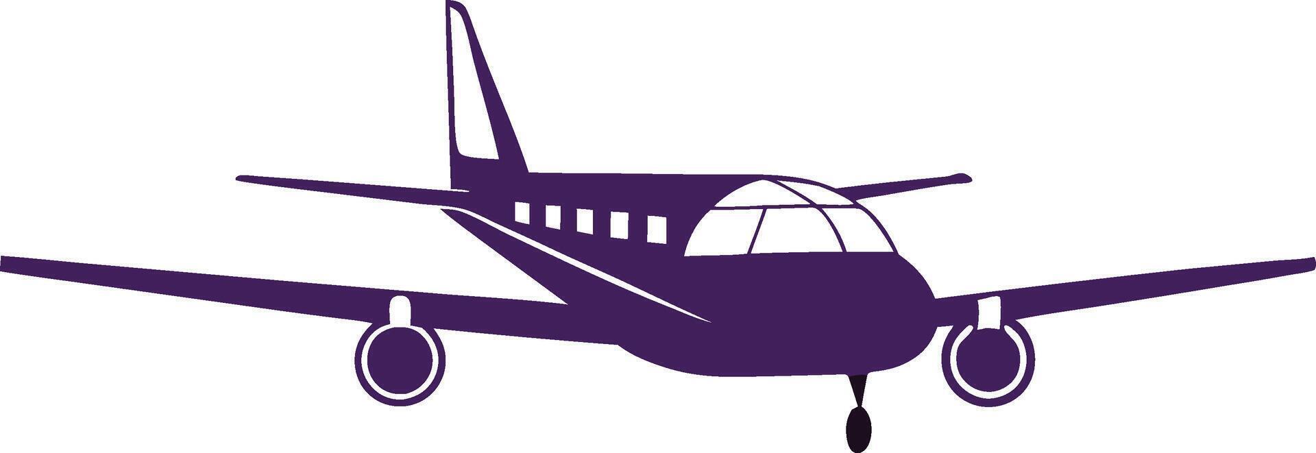 Purple Airplane Silhouette Aviation, Travel, Flight, Journey, Air, Plane, Wings, Transportation, Air vector