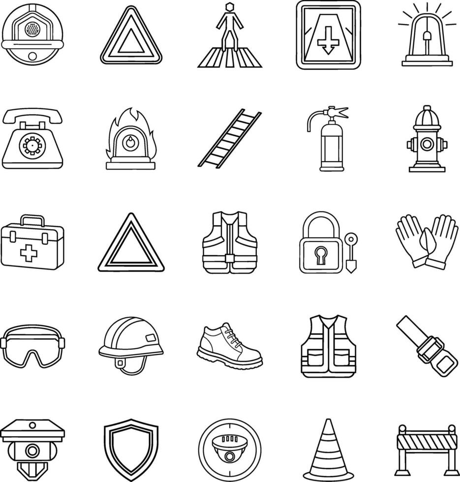 Safety Icons Security, Protection, and Emergency Preparedness vector