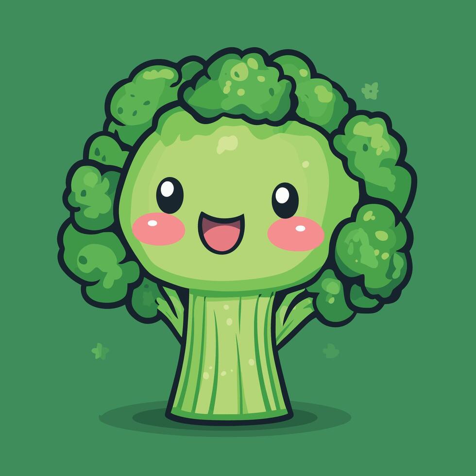 A Cute of Broccoli Vegetable Cartoon Illustration vector