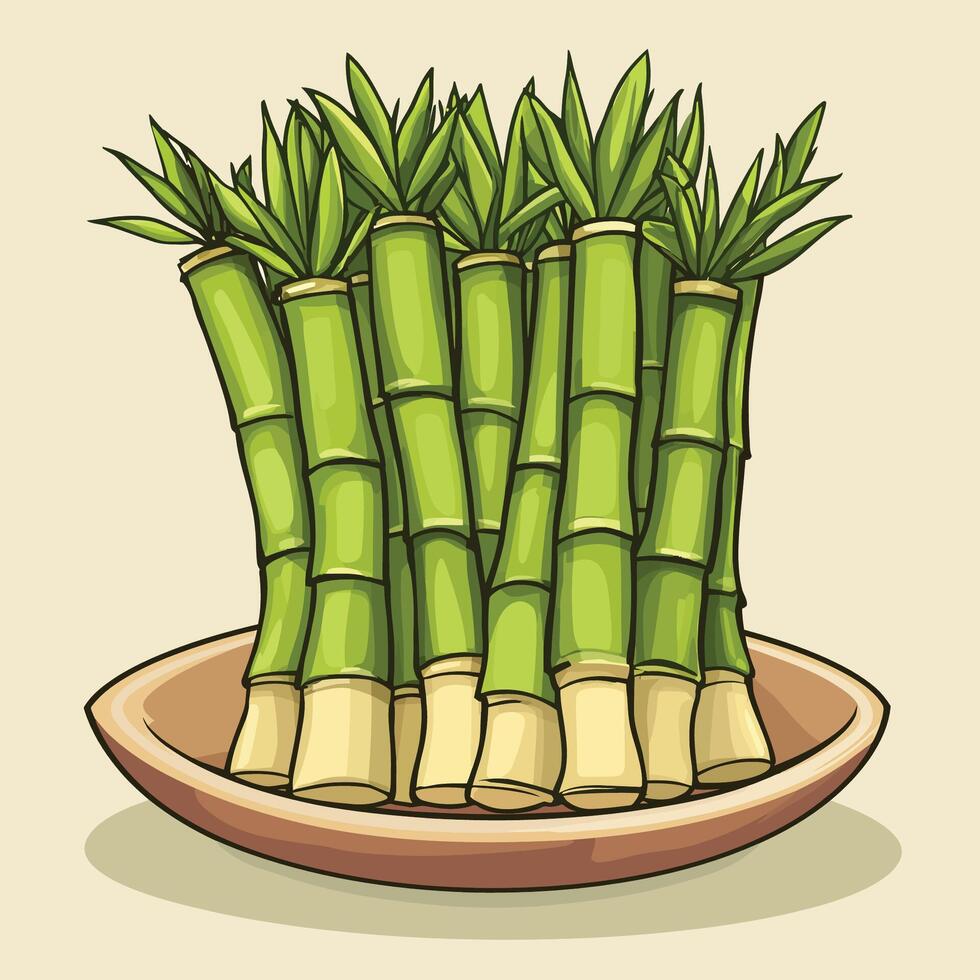 Cute Bamboo Shoots Cartoon vector