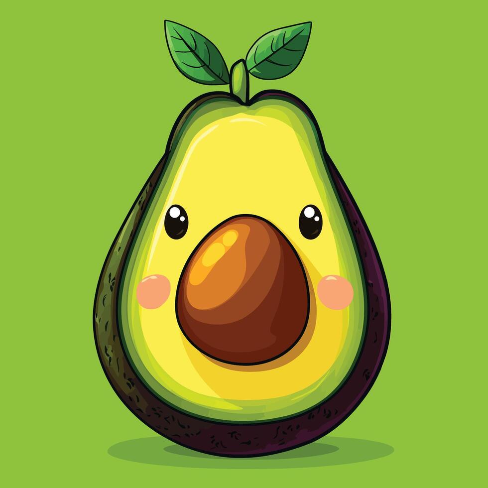 A Cute of Avocado Fruit Cartoon Illustration vector