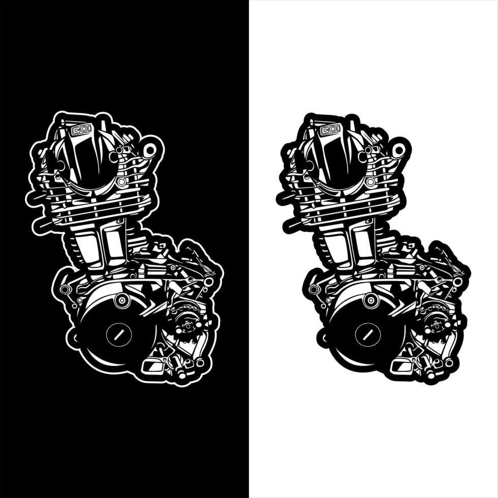 Herex motorcycle block engine vector
