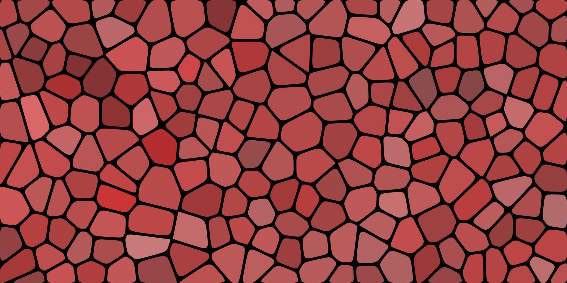A seamless red mosaic texture with irregular polygonal shapes, resembling stained glass with varying shades of red and black outlines. vector