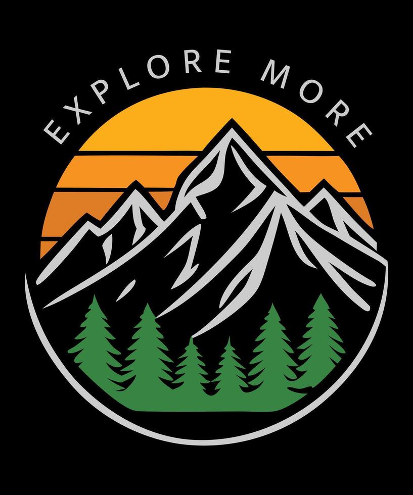 explore more logo, Hiking T-Shirt Design vector