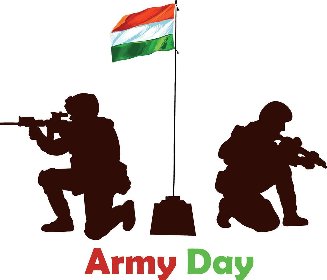 Patriotic Indian Army Day with Flag Salute. vector