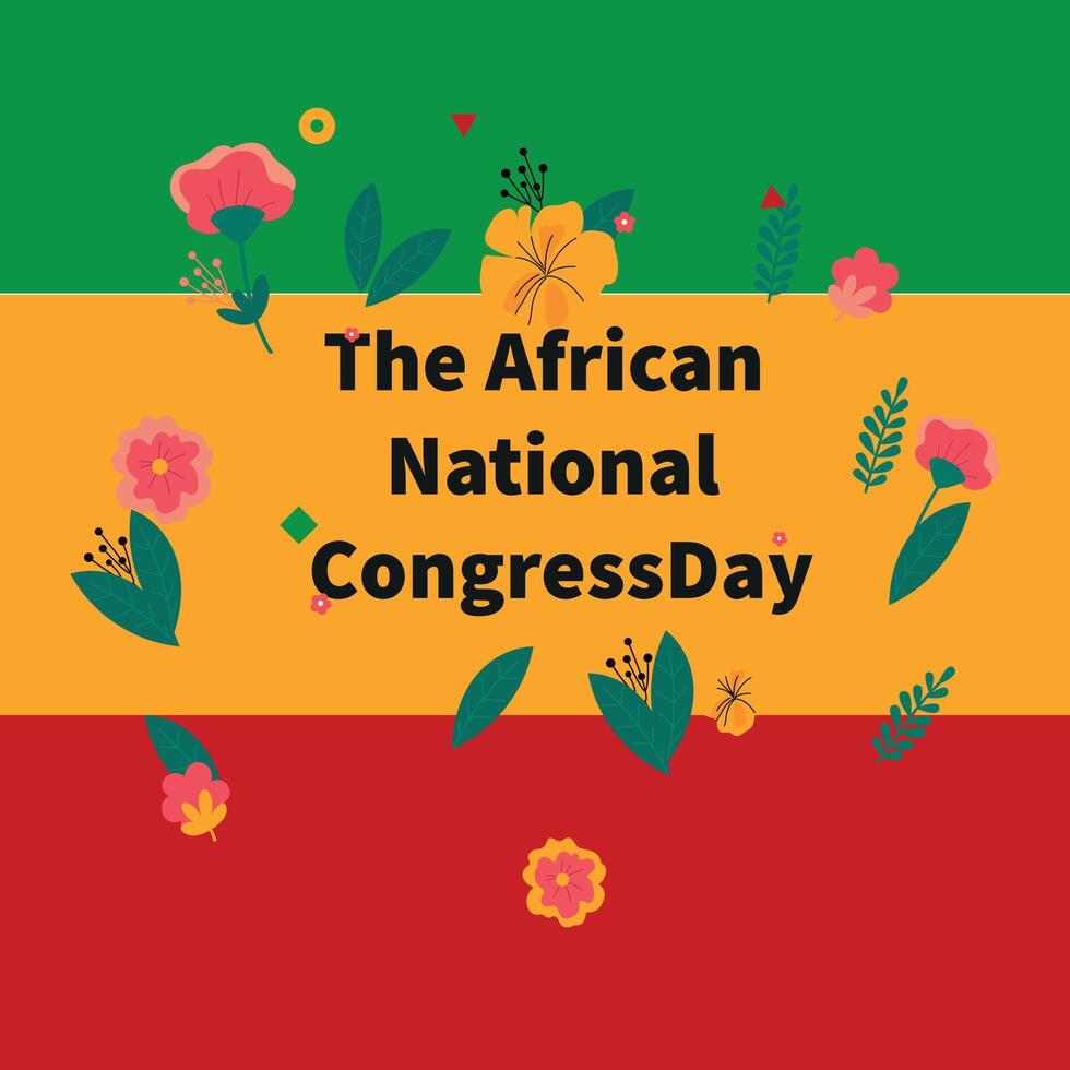African National Congress Foundation Day with African flag color background. vector