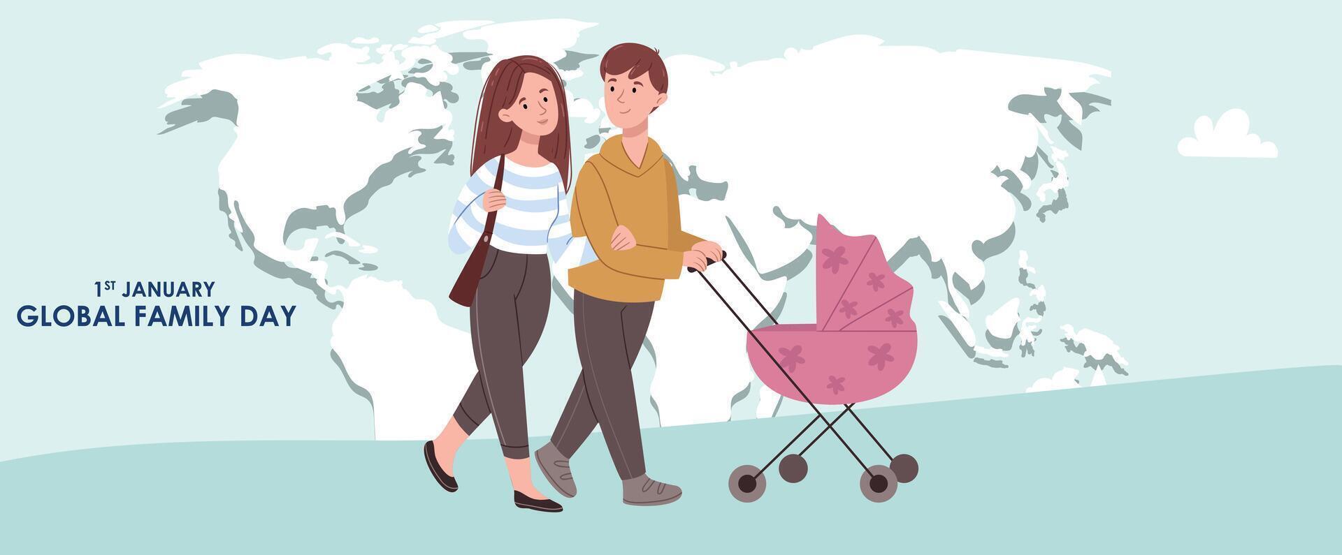 Happy Family Running vector