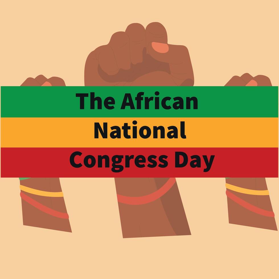 African National Congress Foundation Day 8 January hand folding flag with hand vector