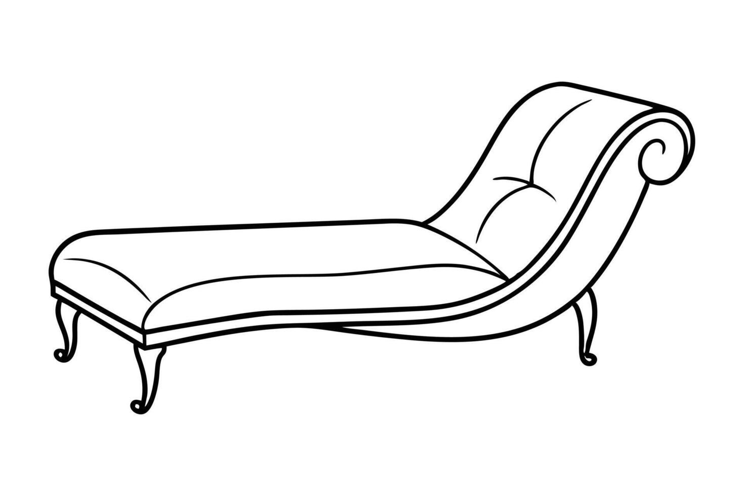 Minimalist line drawing of a chaise lounge line art design.eps vector