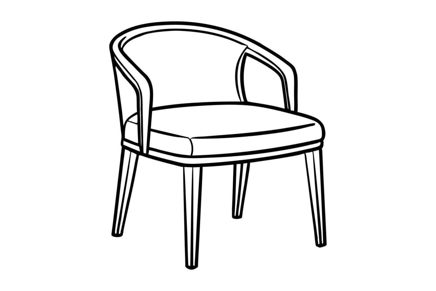 Minimalist line drawing, dining chair line art design.eps vector