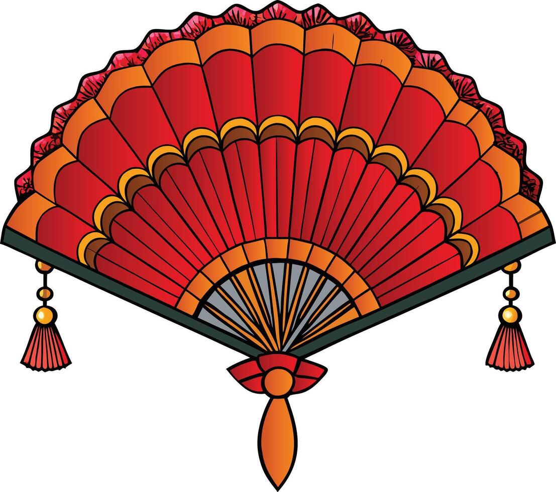 Chinese New Year Hand fan clipart vector