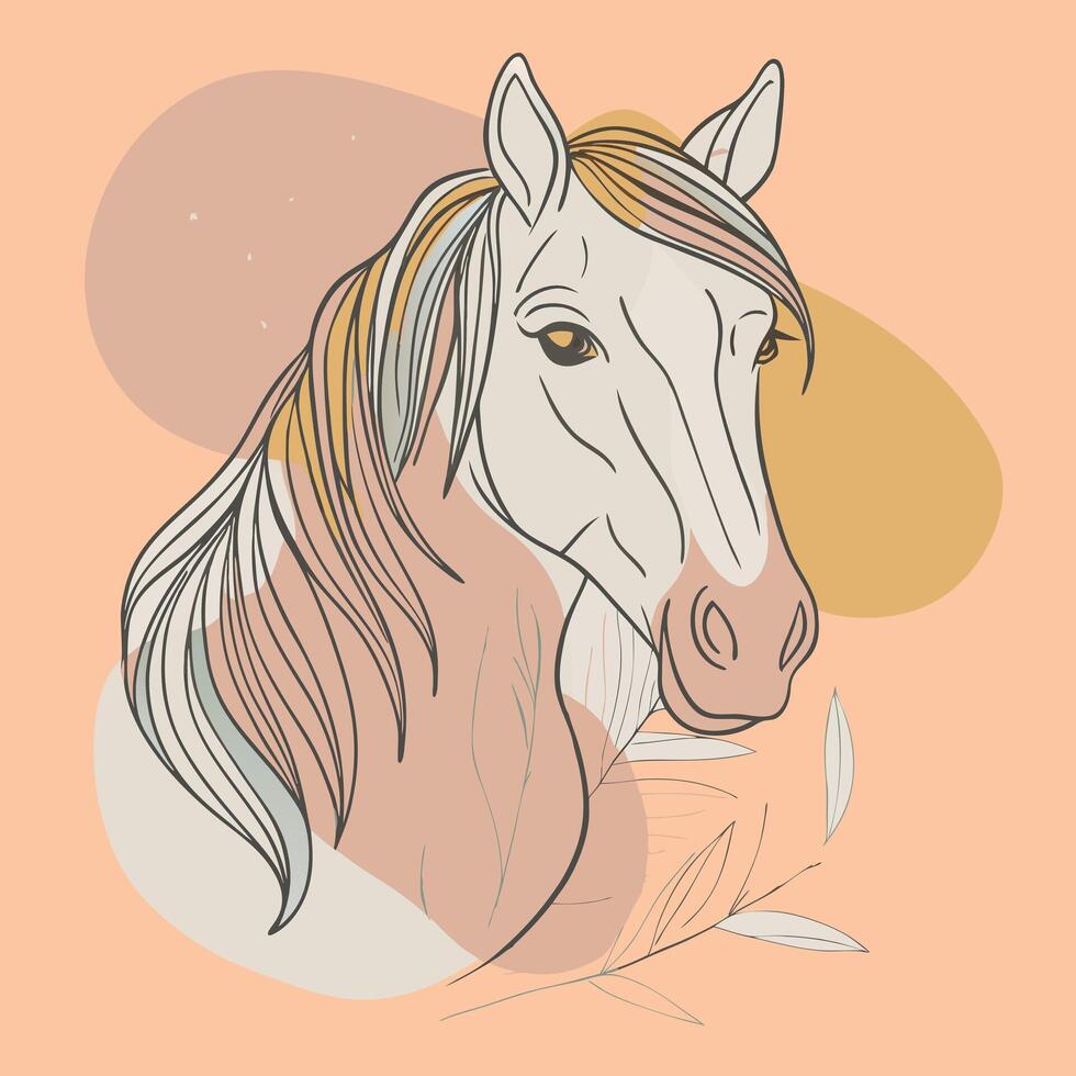 A horse with long hair on an orange background vector