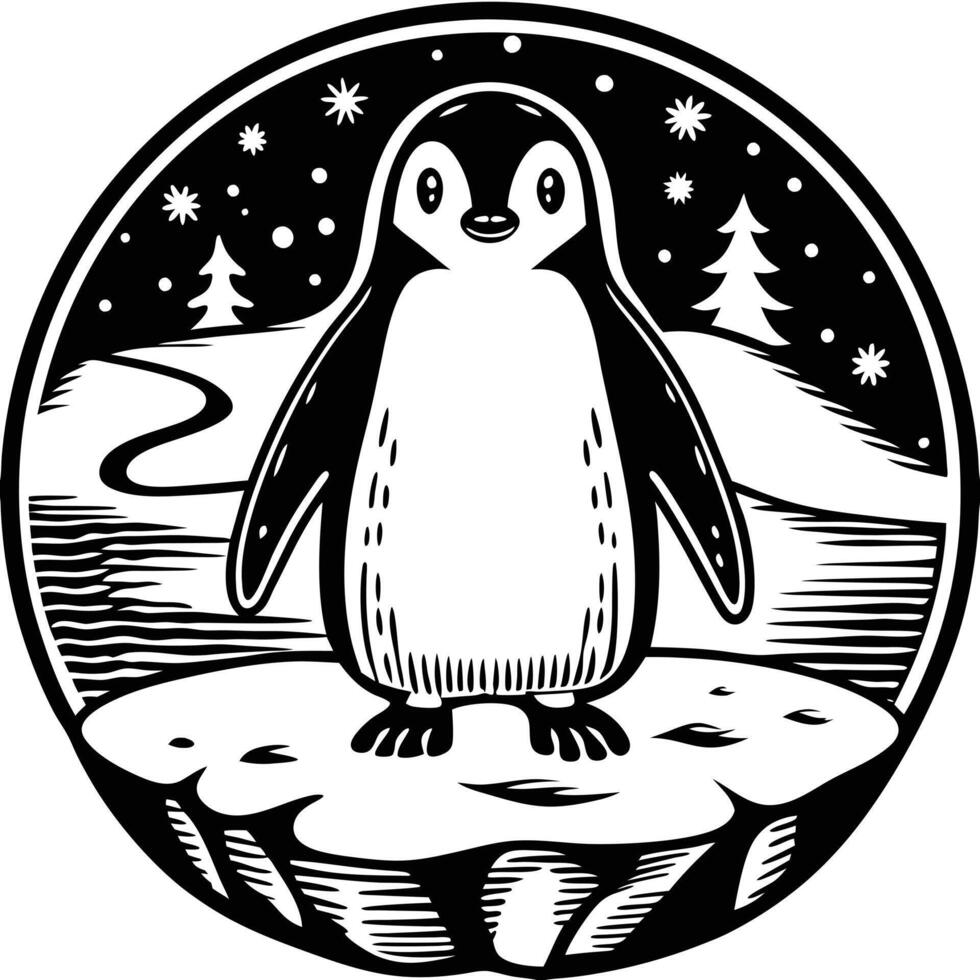 Penguin artwork for T-shirt vector