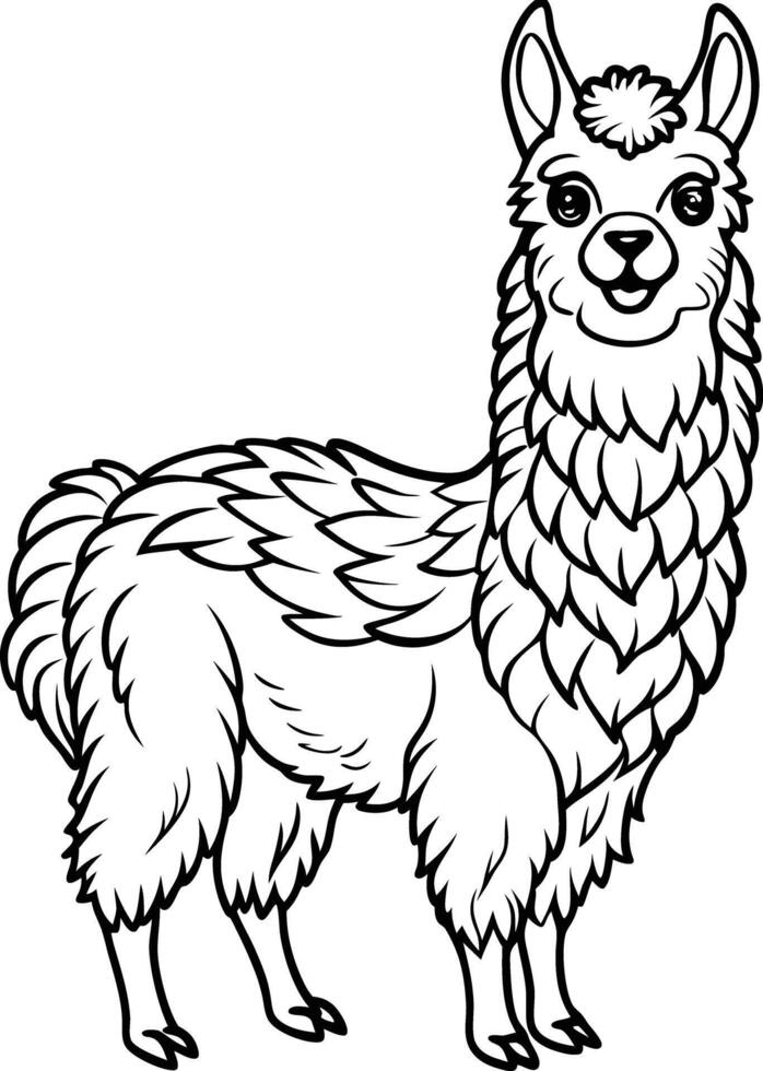 Free printable coloring pages for kids llama vector
