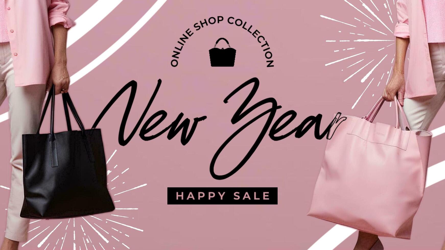 Pink New Year Online Shop Facebook Cover template