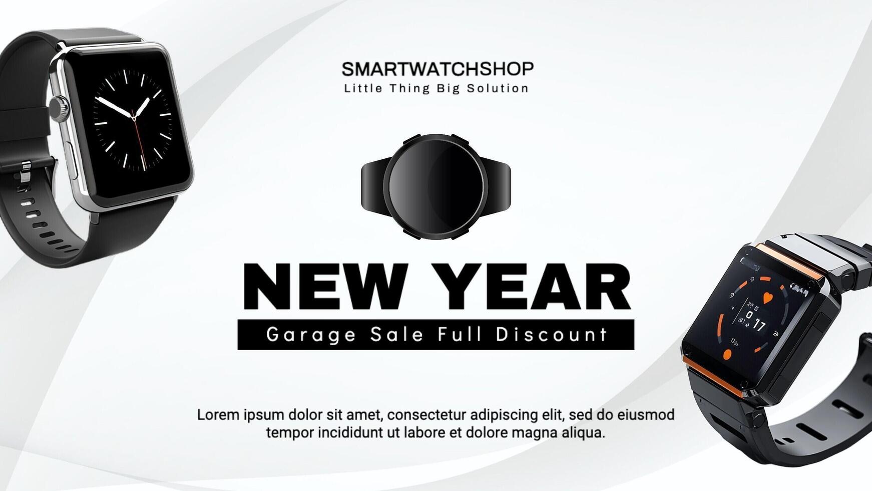 White Smartwatch e-Commerce New Year Facebook Cover template