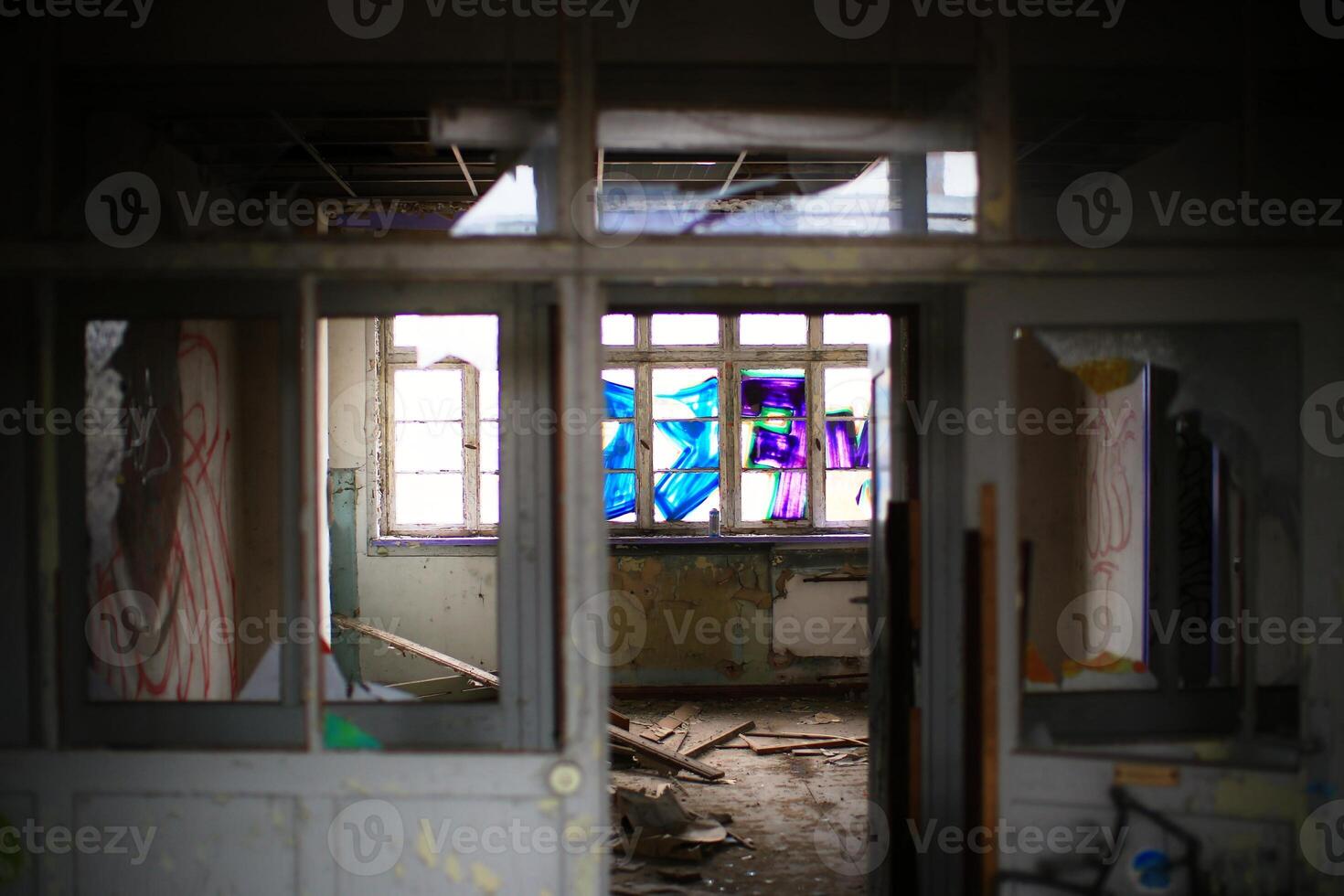 Ruined group rooms in an abandoned preschool in Germany photo