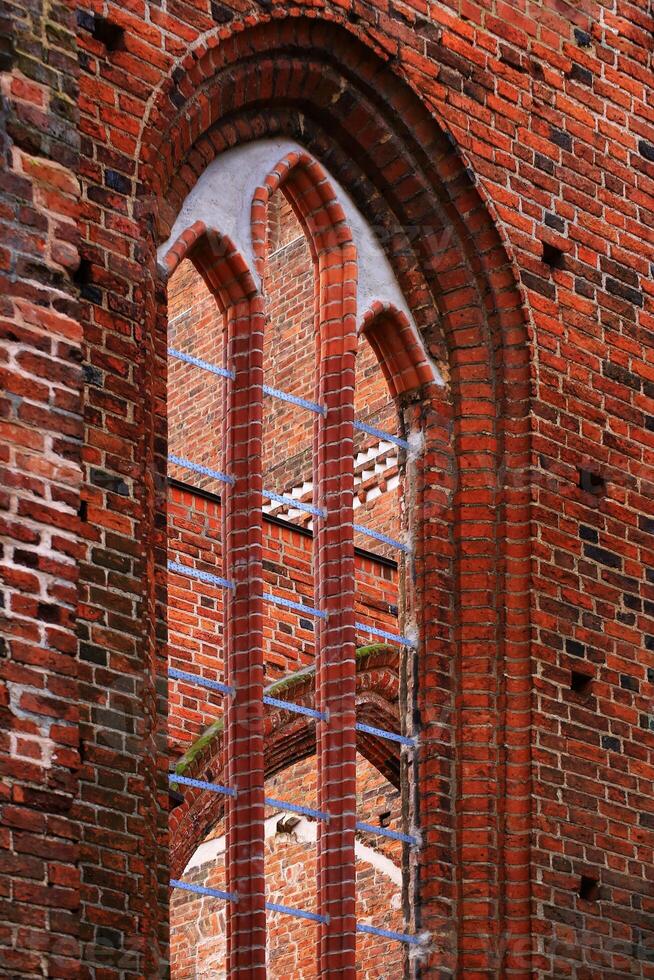 Window detail of church ruin in Germany photo