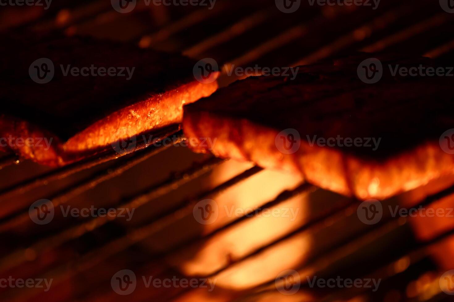 Roasted tofu on an open fire barbecue gril photo