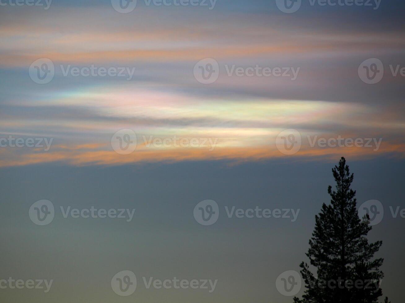 Polar stratospheric clouds PSCs on evening sky photo