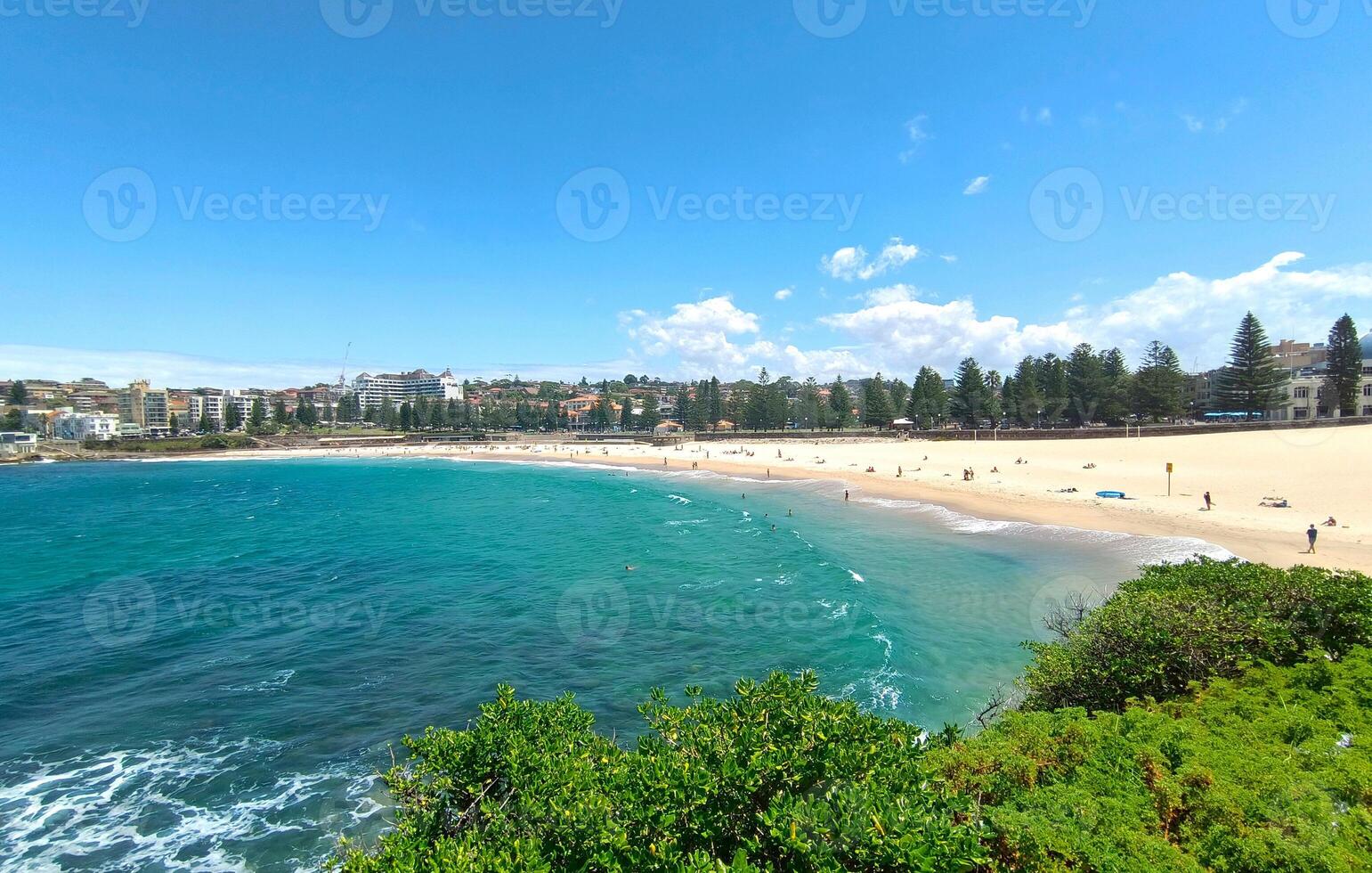 Beach with tanning people in countryside of Australia Sydney photo