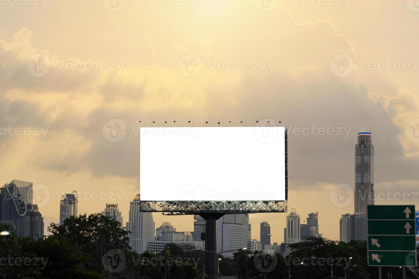 Billboard on Country Road. Blank billboard on light, city and urban in the night, can advertisement for display photo