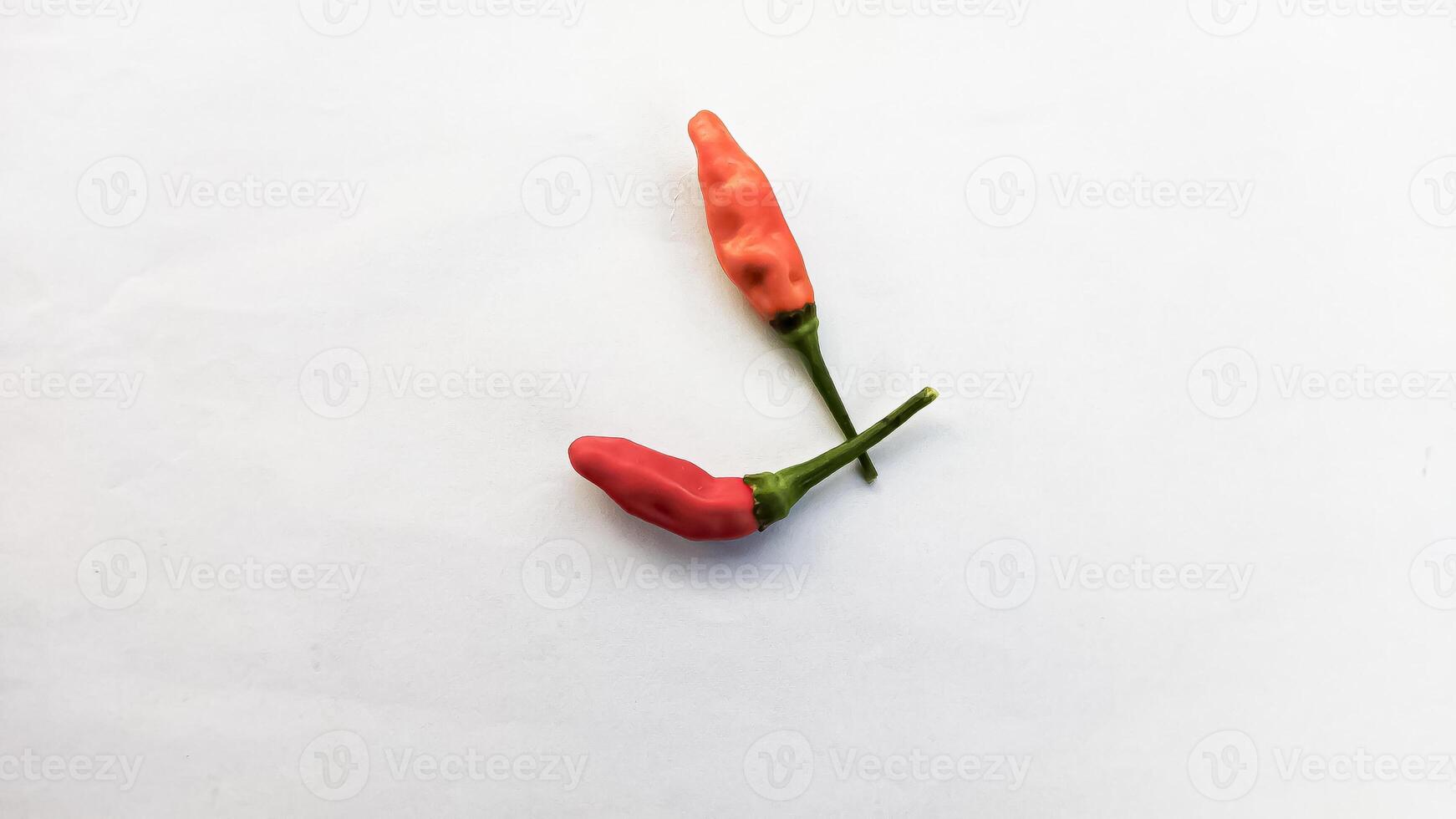 the pair of red ripe chilly isolated on white background photo