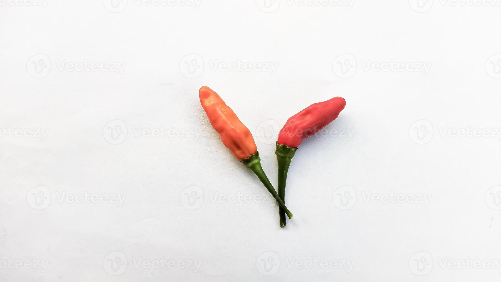 the pair of red ripe chilly isolated on white background photo