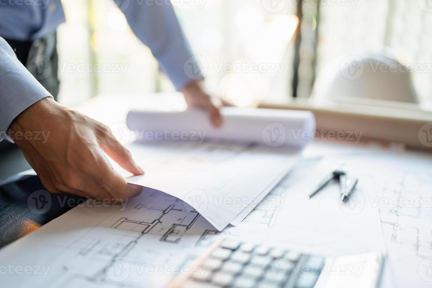 Architecture Man drawing on architectural Creative project business architecture building construction Industrial engineering Achievement Planning photo