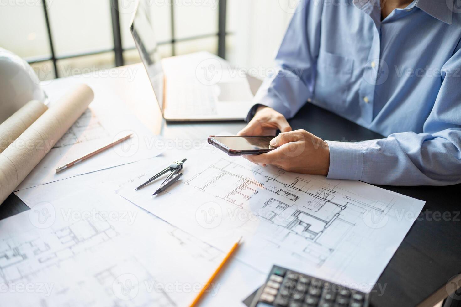Architecture Man drawing on architectural Creative project business architecture building construction Industrial engineering Achievement Planning photo