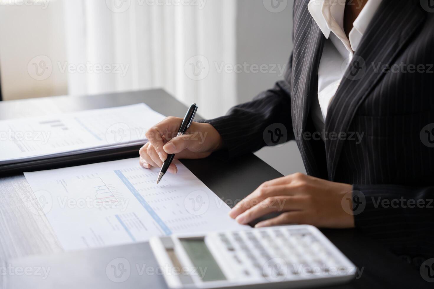 Auditor or internal revenue service staff, Business men checking annual financial statements of company. Audit Concept. photo