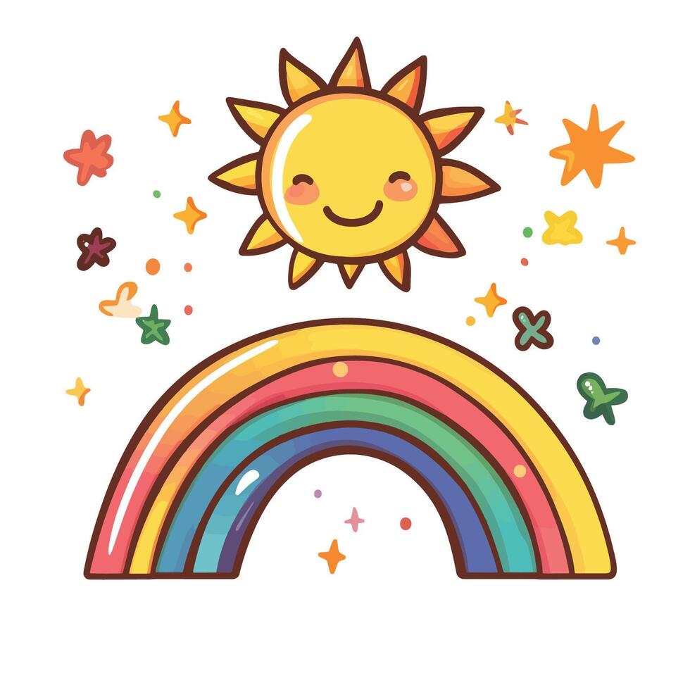 Rainbow and Sun Icon vector