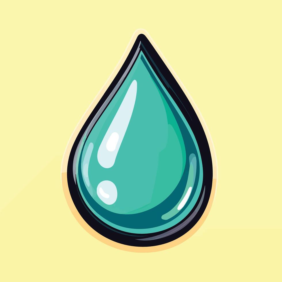 Cartoon Raindrop Icon Without Shadow Blue Sky Background vector