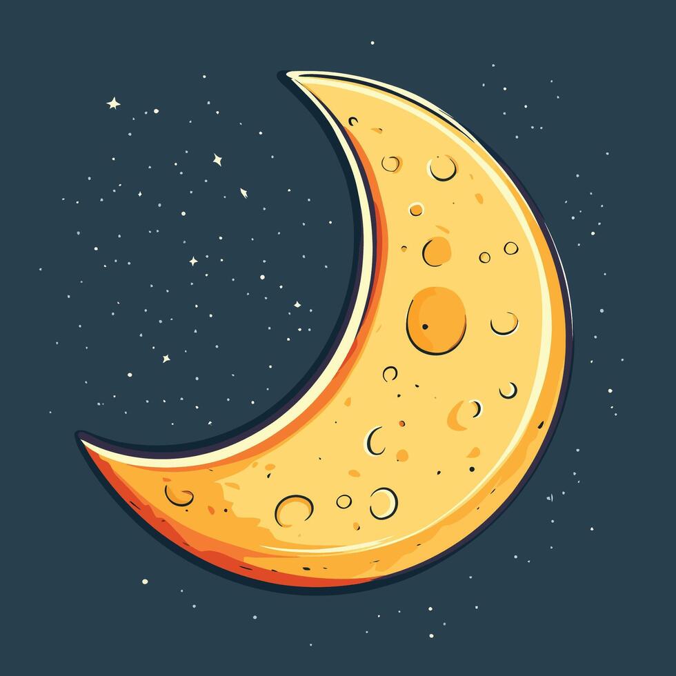 Cartoon New Moon Icon with No Shadow vector