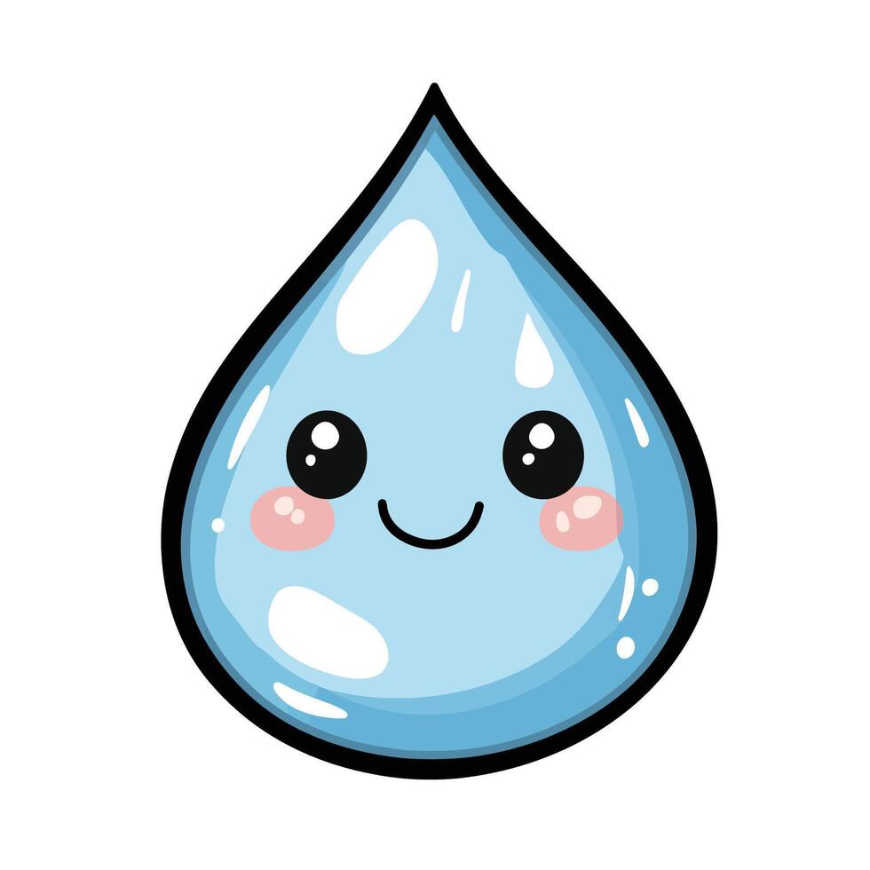 Cartoon Raindrop Icon with No Shadow vector