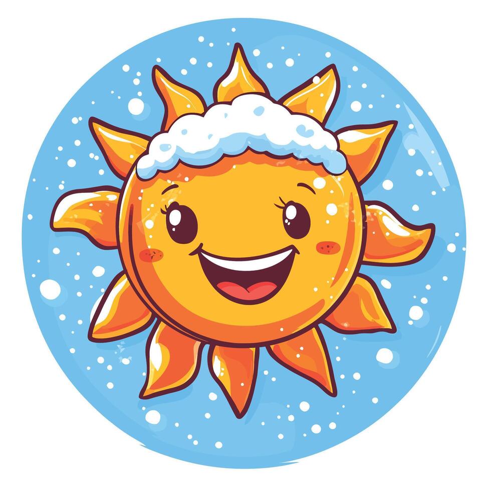 Cartoon Sun with Snow Icon vector