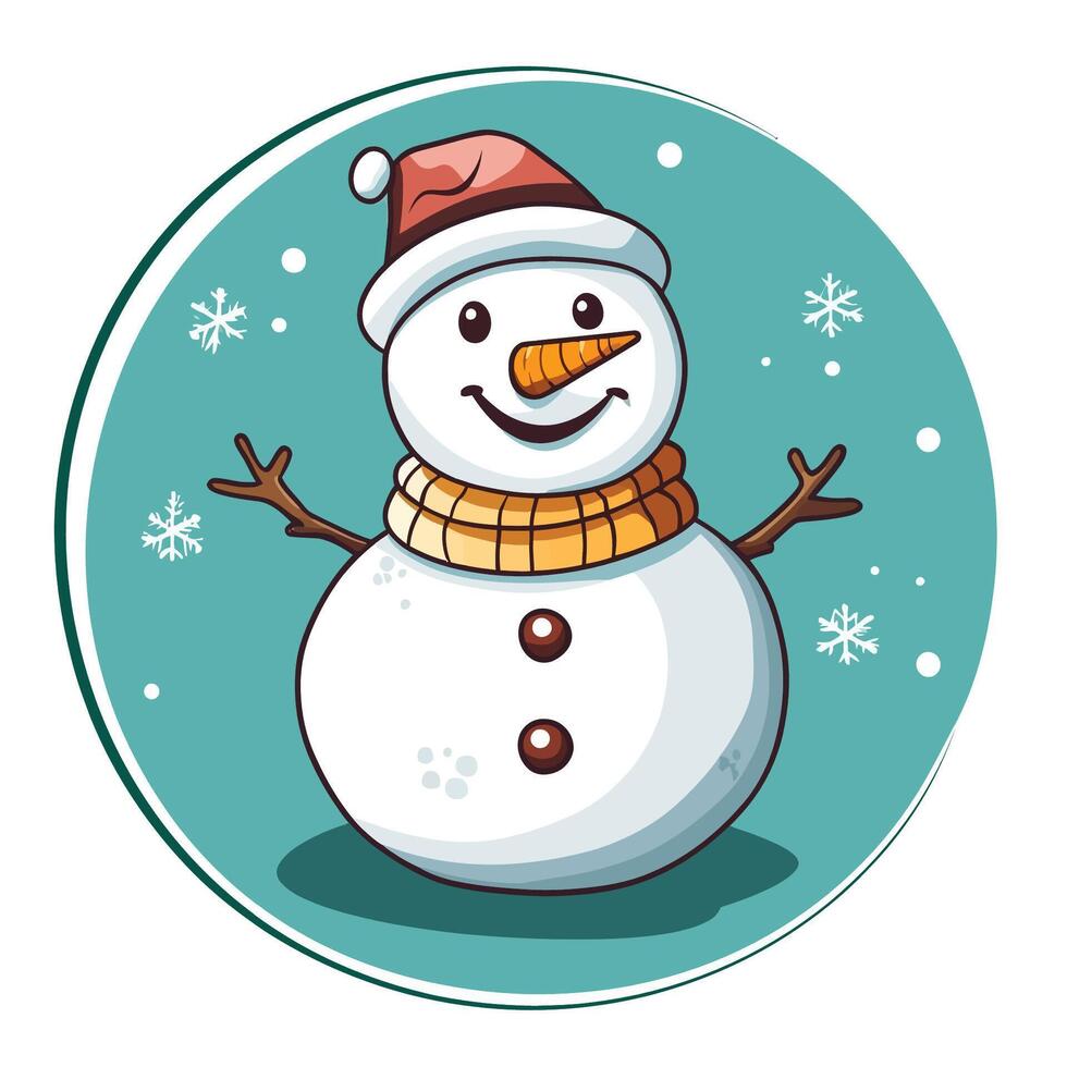 Cartoon Snowman Icon With No Shadow vector