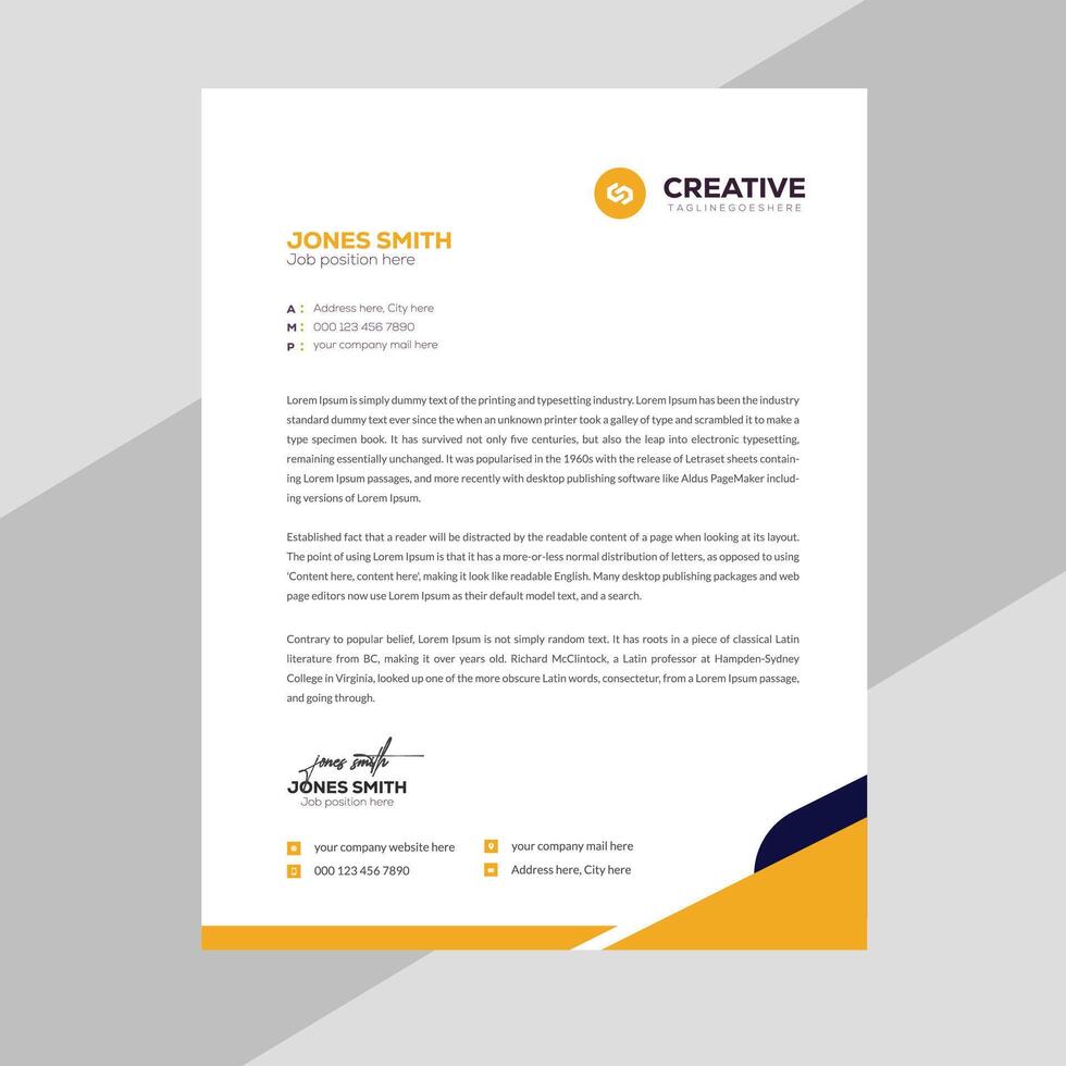 Elegant letterhead template design in minimalist style vector