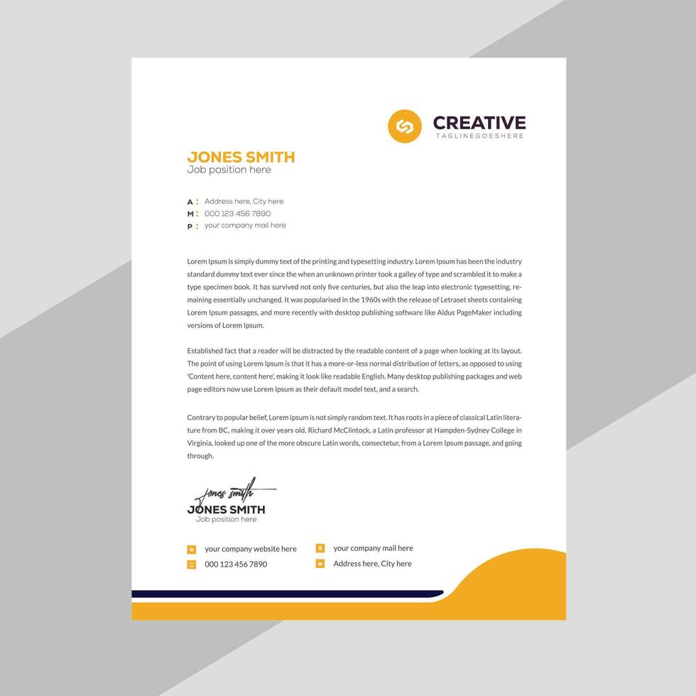 Elegant Letterhead Template Design in Minimalist Style vector