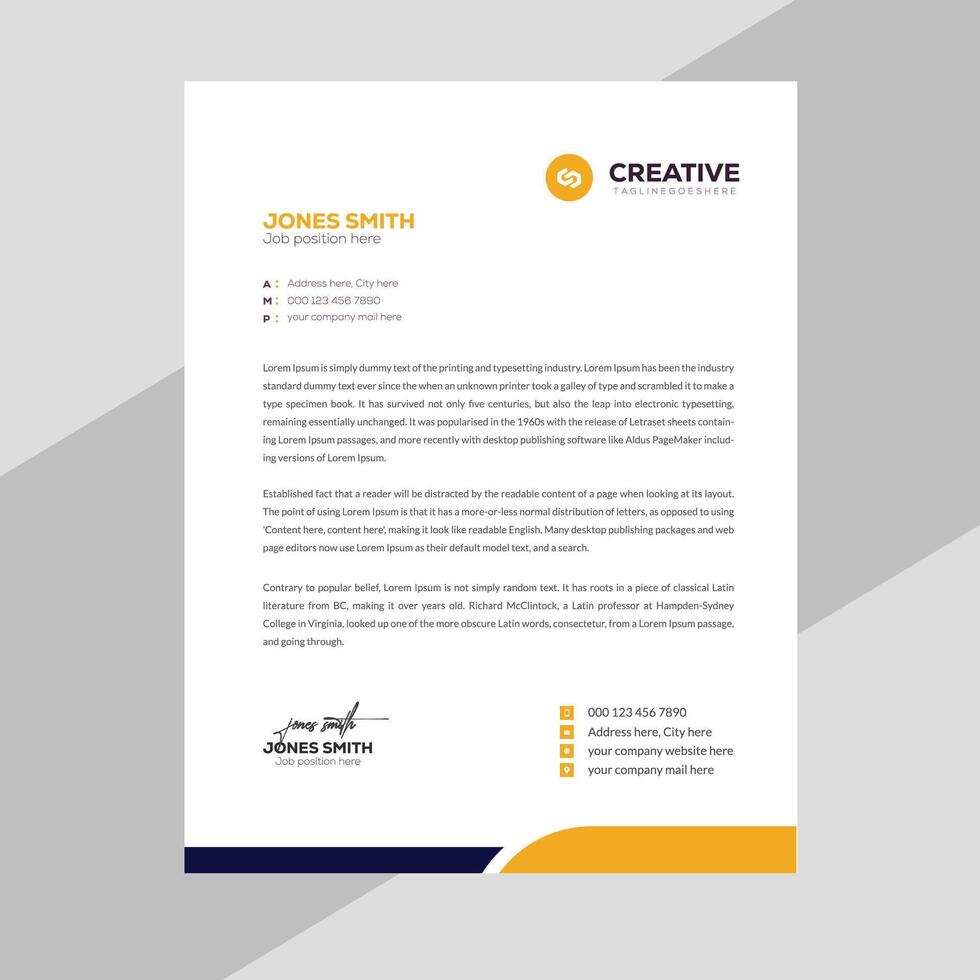 Creative Modern Elegant Letterhead Template Design in Minimalist Style vector