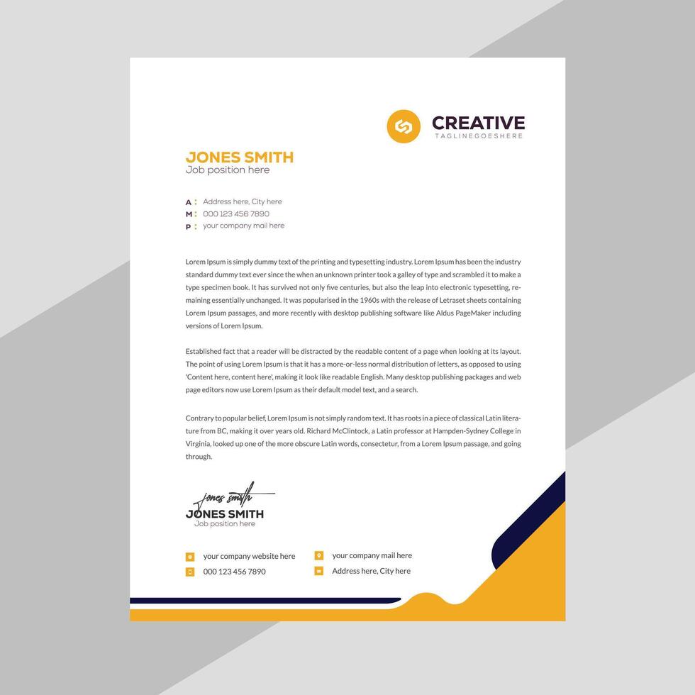 Letterhead Template Design in Minimalist Style vector
