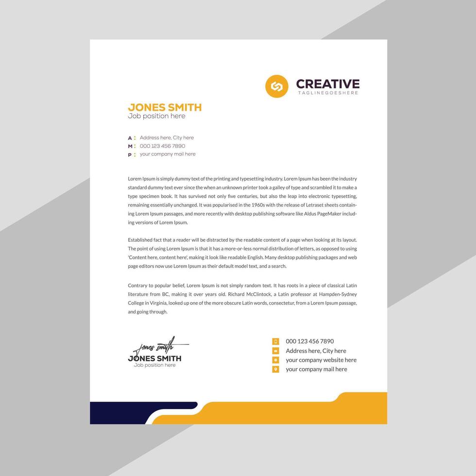 Creative Letterhead Template Design in Minimalist Style vector