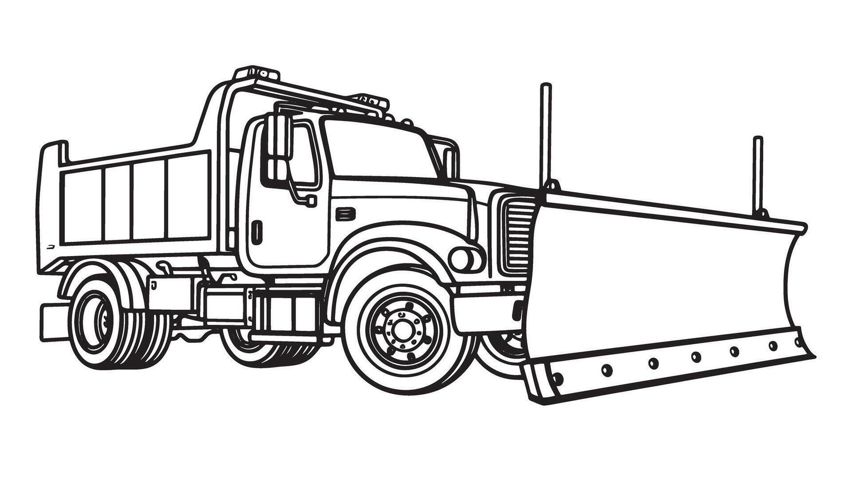 Wonderland Coloring Fun Snow Plow Truck Outline Page snow plow, truck, blade, clearing, snow, coloring page vector