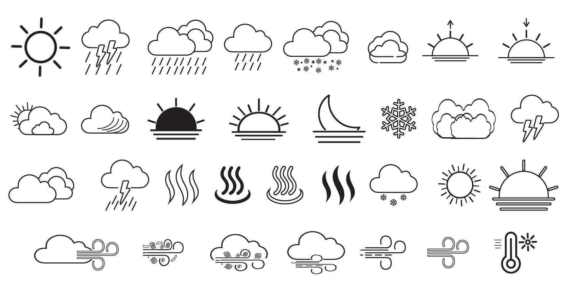 Modern Flat Weather Icon Set for Apps, Websites, and Creative Projects vector